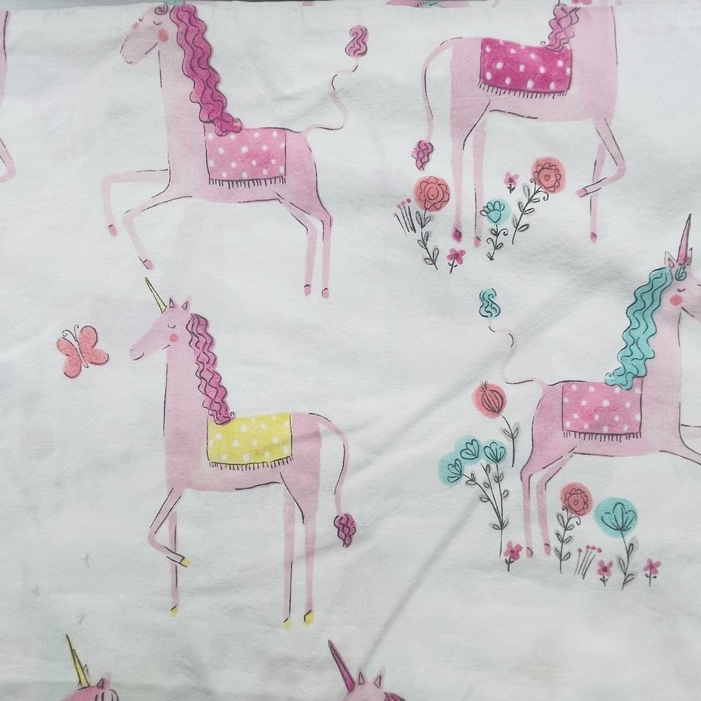 4pc POTTERY BARN KIDS Queen MAGICAL UNICORN ORGANIC SHEET SET FLANNEL See photos - Picture 3 of 12